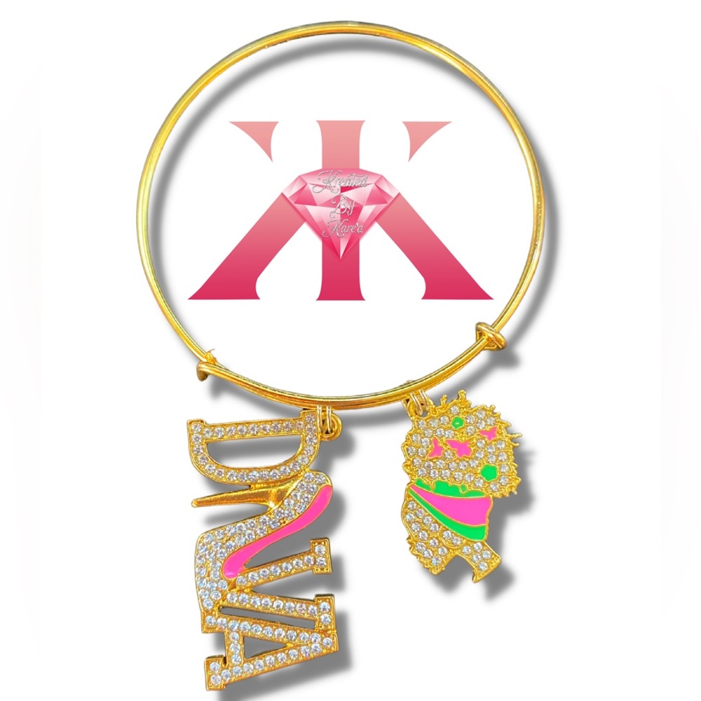 Custom “Diva” Charm Bangle Bracelet